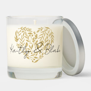 Wedding Couple Names Floral Heart Love Scented Candle