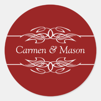 Wedding Couple Names Invitations Dark Red Seals