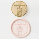 Wedding Couple Names Monogram Wax Seal Stamp<br><div class="desc">Simple clean typography Bride and Groom's Names in uppercase lettering with elegant Monogram at bottom.  Designed for 1".  Choose background color from options shown.  Original Designs by TamiraDesigns.</div>