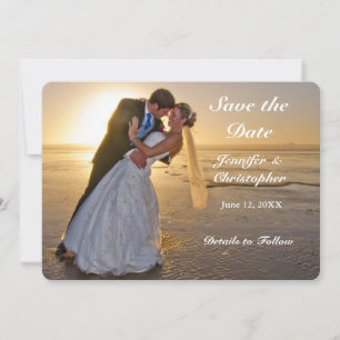 Wedding Couple on Sunset Beach Save the Date Card