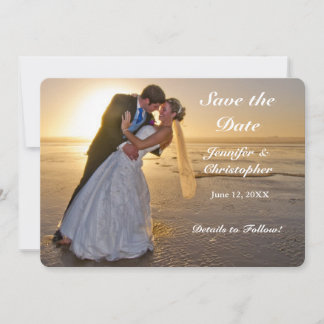 Wedding Couple on Sunset Beach Save the Date Card