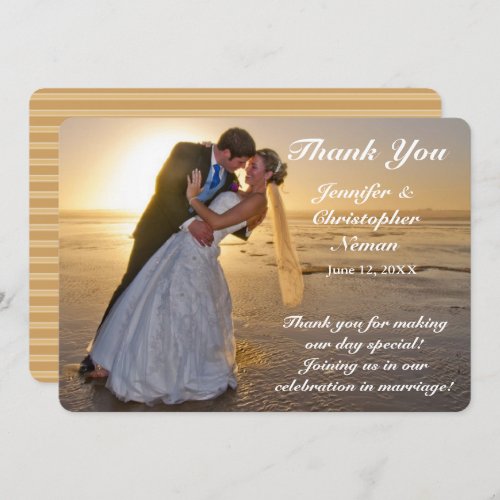 Wedding Couple on Sunset Beach Thank You Card