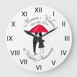 Wedding couple Paper Anniversary Roman Numbers Lar Large Clock