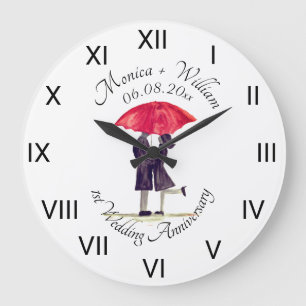 Wedding couple Paper Anniversary Roman Numbers Large Clock