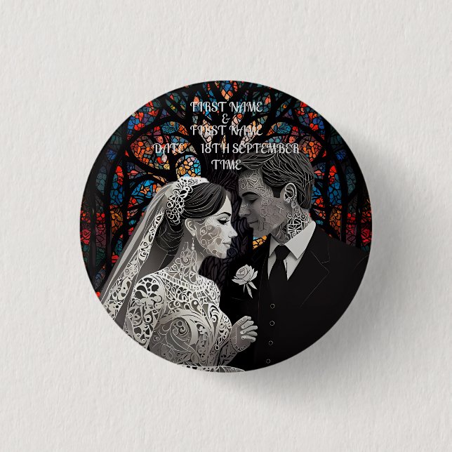 Wedding couple personalised gift ideas button (Front)