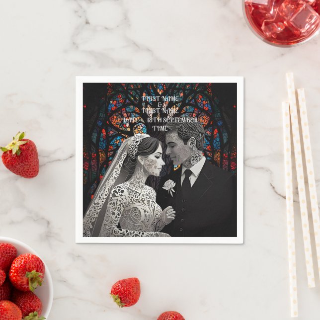 Wedding couple personalised gift ideas napkins (Insitu)