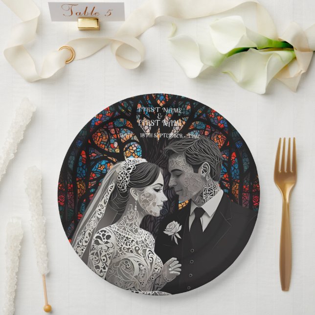 Wedding couple personalised gift ideas paper plates (Wedding)