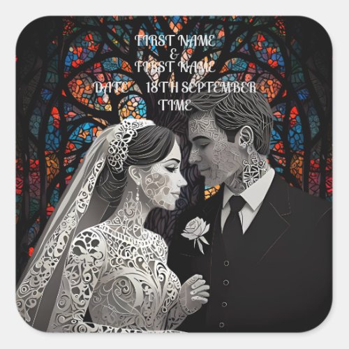 Wedding couple personalised gift ideas square sticker