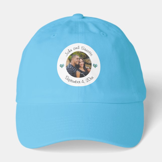 Wedding Couple Personalized Photo Names Date  Hat (Front)