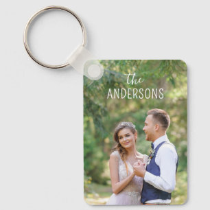 Wedding Couple Photo Monogrammed Keepsake Gift Keychain