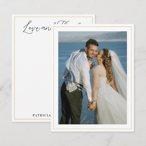 Wedding Couple Photo Name Love And Thanks Note Card