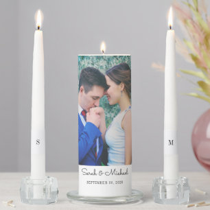 Wedding Couple Photo Names Date Initials Unity Can Candle Set