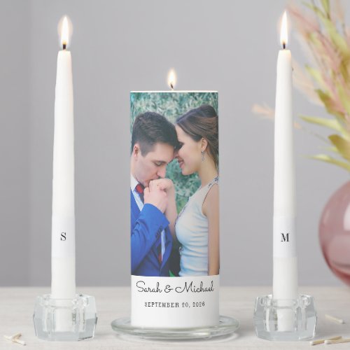 Wedding Couple Photo Names Date Initials Unity Can Unity Candle Set