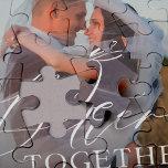 Wedding couple photo names personalized jigsaw puzzle<br><div class="desc">Create your own elegant "better together" typography quote overlay wedding photo keepsake personalized gift puzzle with couple names,  red heart,  and your text.</div>