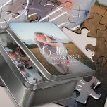 Wedding couple photo personalized jigsaw puzzle<br><div class="desc">Create your own elegant "better together" typography quote overlay wedding photo keepsake personalized gift puzzle with couple names,  red heart,  and your text.</div>
