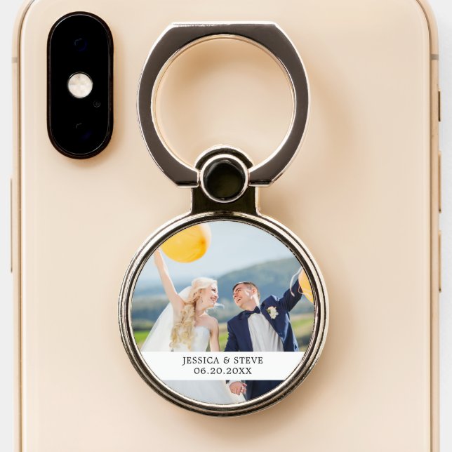 Wedding Couple Photo Personalized Phone Ring Stand (Close Up)