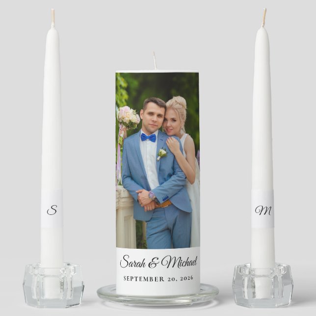 Wedding Couple Photo Unity Candle Set (Front)