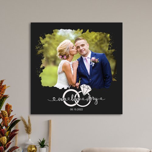 Wedding Couple Photo Watercolor Our Love Story Canvas Print