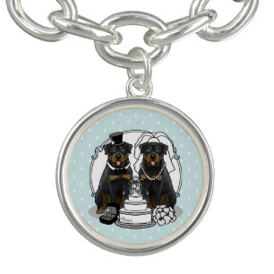 Wedding Couple Rottweilers Bride and Groom Dogs Bracelet