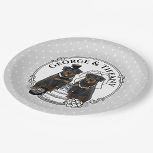 Wedding Couple Rottweilers Bride and Groom Dogs Paper Plates