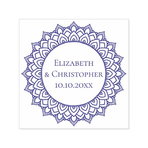 Wedding Couple Round Mandala Save The Date Self_inking Stamp