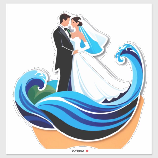 Wedding Couple Silhouette Holding Hands Sticker (Sheet)