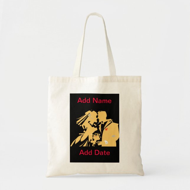 Wedding Couple Silhoutte Tote Bag (Front)