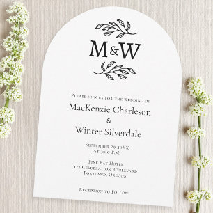 Wedding Couple Simple Monogram Initials Minimalist Invitation