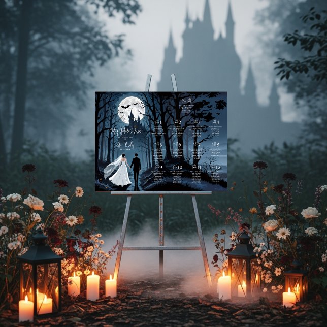 Wedding Couple Spooky Forest Toward Haunted Castle Foam Board (Wedding Couple Spooky Forest Toward Haunted Castle Foam Board Seating Chart. )