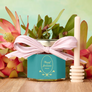 Wedding Couple Teal Rose Honey Jar Favors