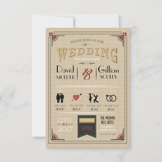 Wedding Couple Timeline First Date to Love Invite (Front)