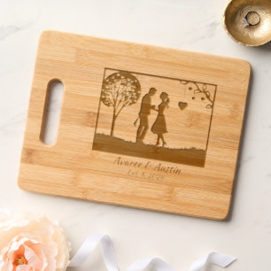 Wedding Couple Under a Tree Personalized Engraved Cutting Board