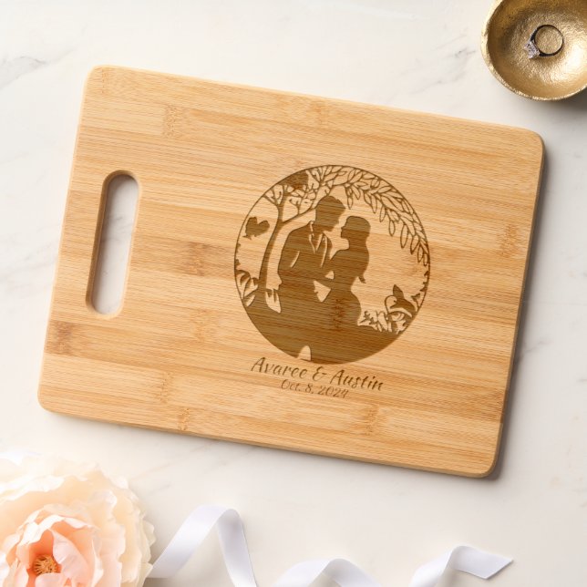 Wedding Couple Under a Tree Personalized Engraved Cutting Board (Wedding)