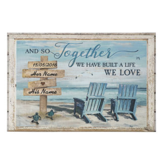 Wedding Couple We Build A Life A Love Faux Canvas Print