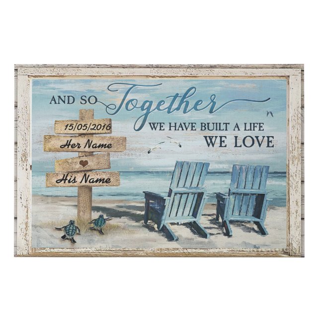 Wedding Couple We Build A Life A Love Faux Canvas Print (Front)