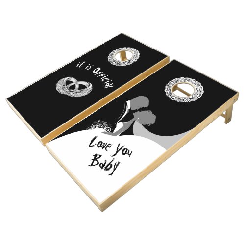 Wedding Couple Wedding Rings Cornhole Set