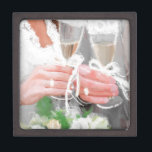 Wedding couple with champagne glasses jewelry box<br><div class="desc">Another beautiful wedding design from the library of www.arthousedesignimagebank.com All images are from real artwork made by Italian artist or from one of our photographers. If you like one of our designs to be applied on any products please e mail us. All our designs are also available for licensing for...</div>