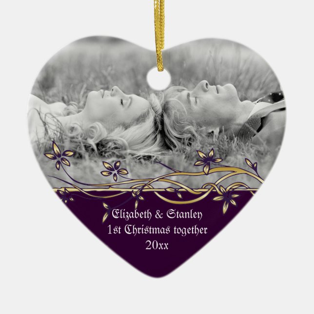 Wedding Couple's 1st Christmas photo Ornament (Front)