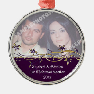 Wedding Couple's 1st Christmas photo Ornament