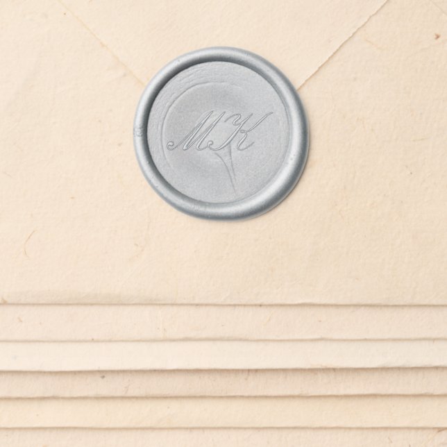 Wedding Couples Initials Script Calligraphy Wax Seal Sticker (Front)