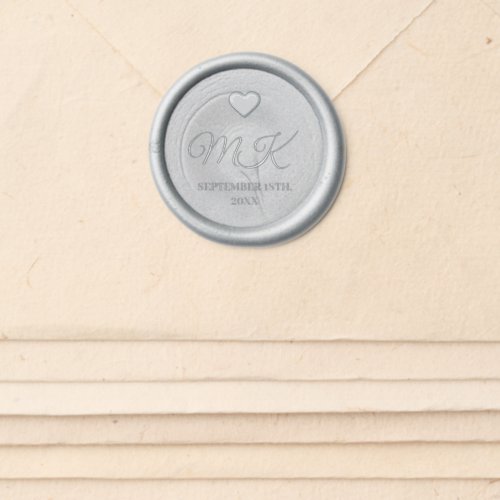 Wedding Couples Initials Script Heart Monogram Wax Seal Sticker