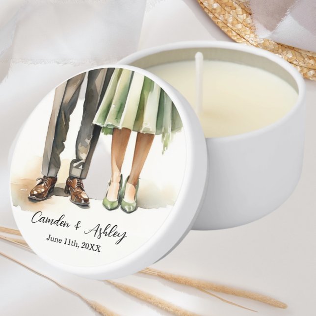 Wedding Couples Name Date Sage Green Mini Candle Favors (Creator Uploaded)