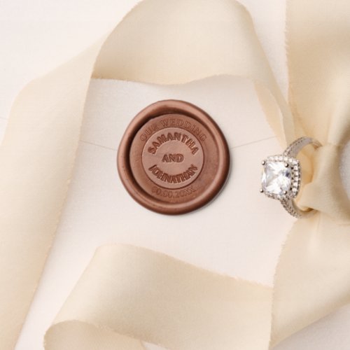 Wedding couples names date custom round wax seal stamp