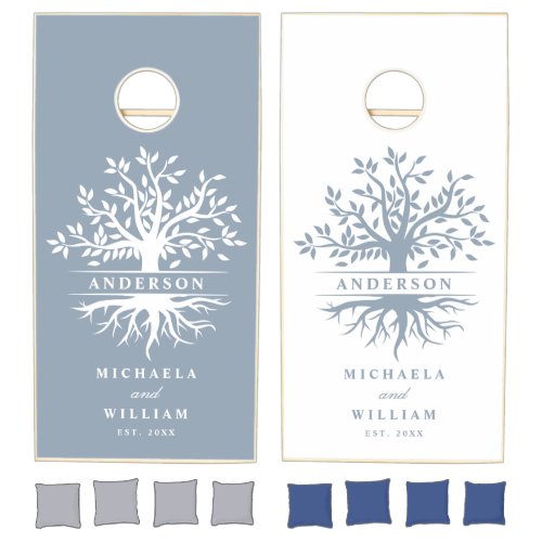 Wedding Couples Names  Year Established Tree Cornhole Set