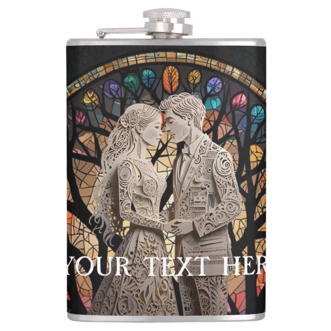 Wedding couples personalized  flask (Front)