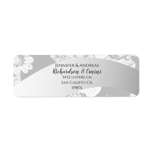Wedding Couple's Return/address White/onLight Grey Label (Front)