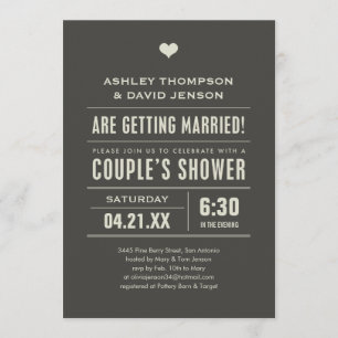 Wedding Couples Shower Big Type Invitations