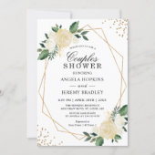 Wedding Couples Shower Modern Gold Greenery Floral Invitation (Front)