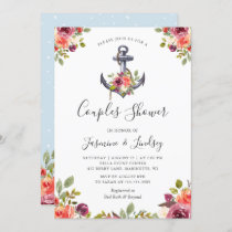 Wedding Couples Shower Nautical Anchor Floral Invitation