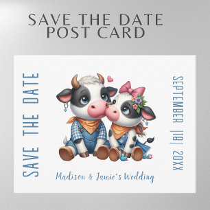 Wedding Cow Couple Save the Date Postcard